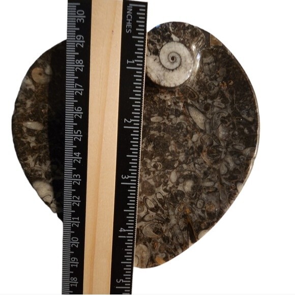 NWOT Gray Heart Shape Natural Stone Fossil Dish - Picture 4 of 9